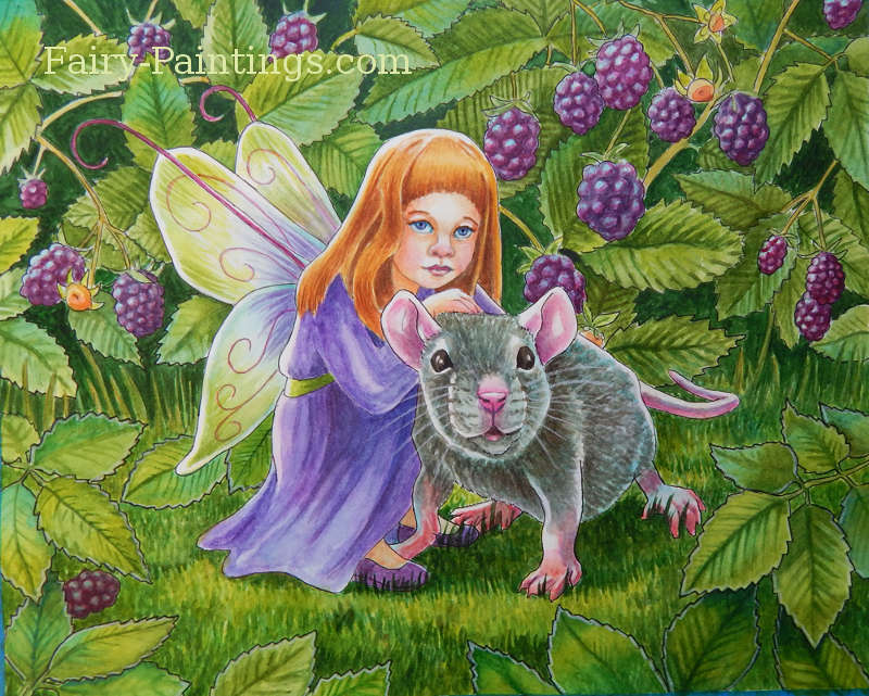 fairy painting blackberry fairy pet mouse Rachel M Brown