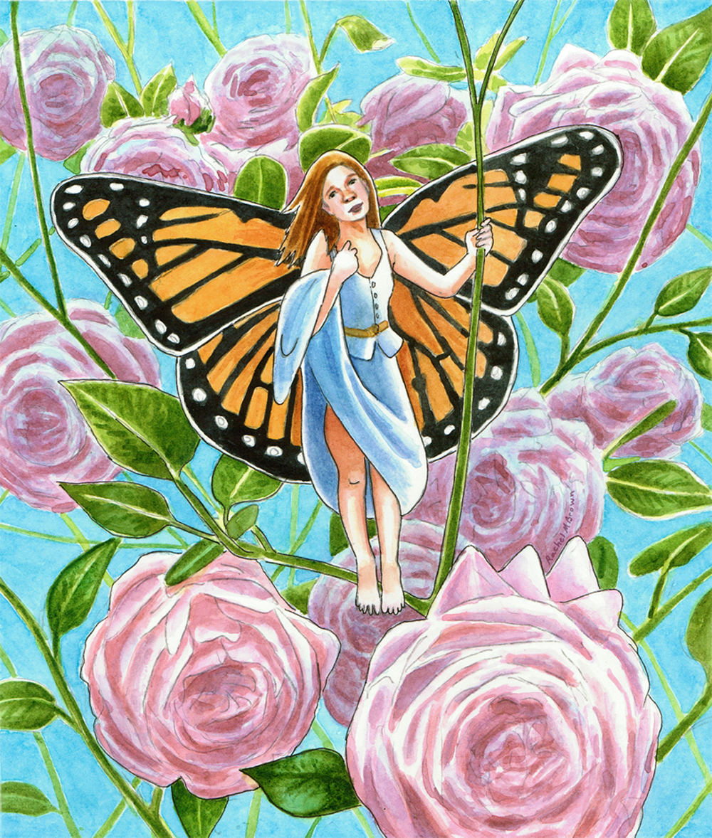 fairy painting of monarch butterfly fairy Rachel M Brown