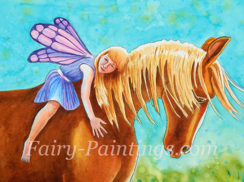 fairy on a horse fairy paintings Rachel M Brown